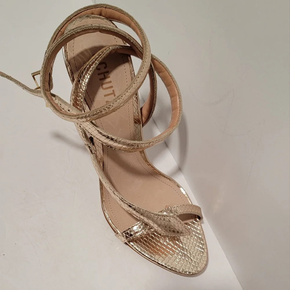 Schutz Women's courtney high metalic sn platina sandals size 9.5B.  New - Picture 8 of 12